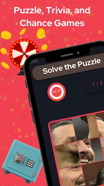 Solve the Puzzle game screen with image tiles and timer